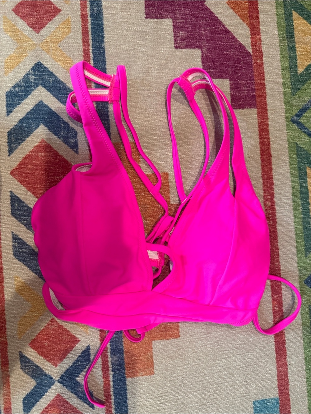 Vibrant Hot Pink Strappy Women's Bikini Top